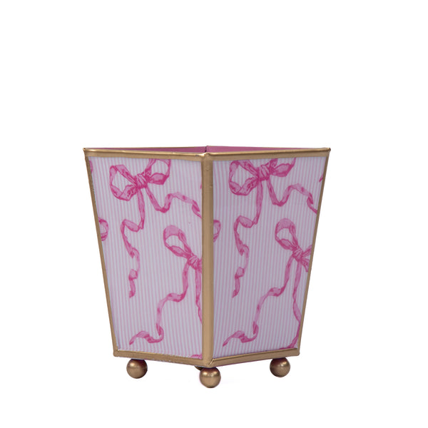 Ribbons of Hope Enameled Square Cachepot Planter