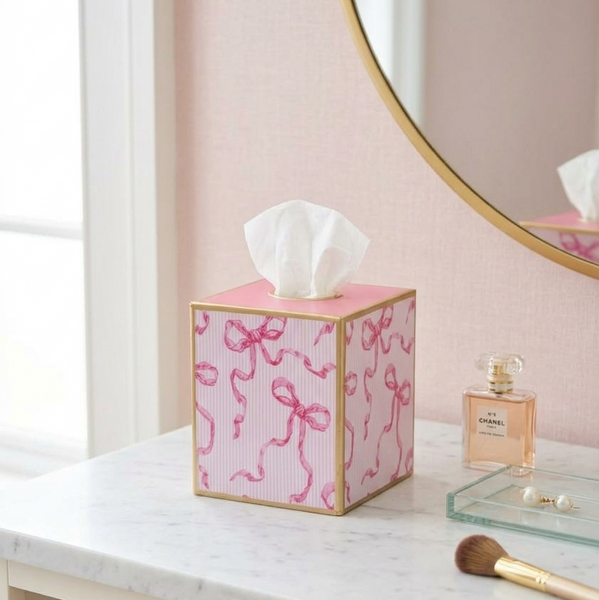 Ribbons of Hope Enameled Tissue Box Cover