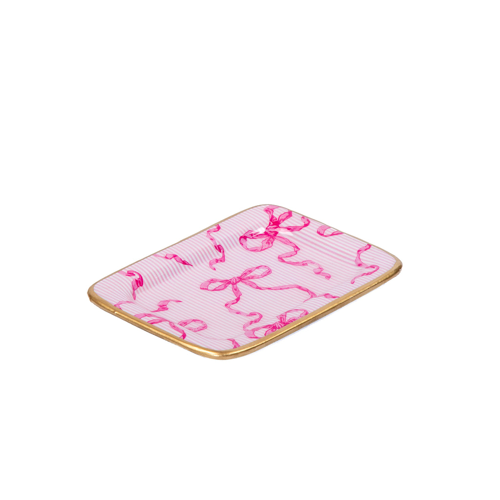 Ribbons of Hope Enameled Laney Tray - Pink