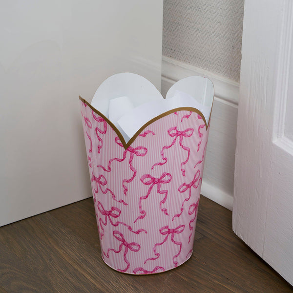 Ribbons of Hope Enameled Tulip Wastebasket