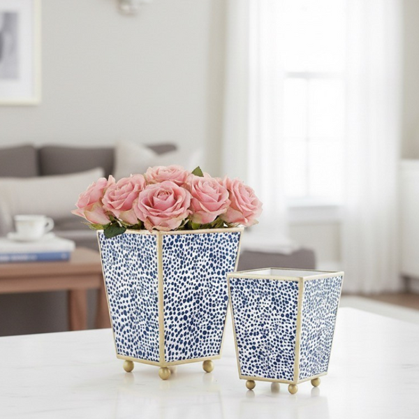Shagreen Enameled Square Cachepot Planter