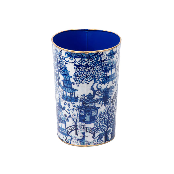 Garden Party Enameled Large Oval Wastebasket