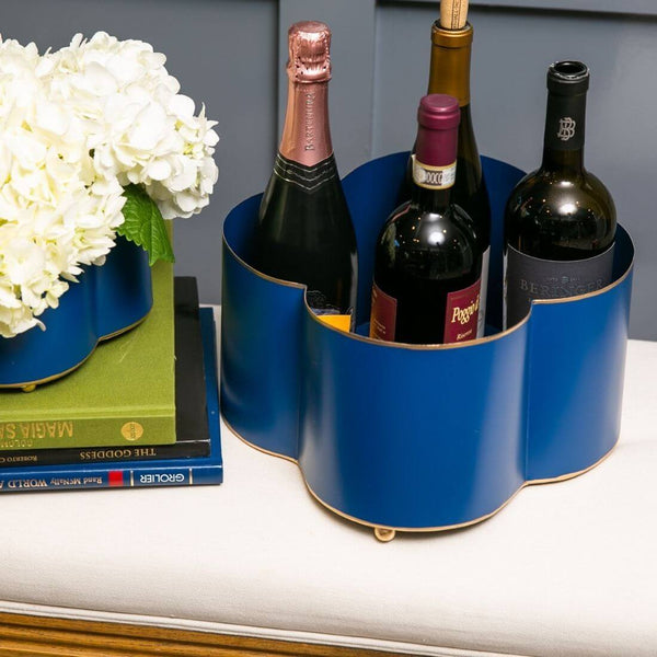 Mattie Quatrefoil Cachepot Planter Navy