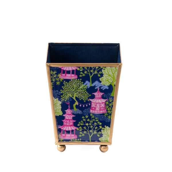 Garden Party Enameled Square Cachepot Planter