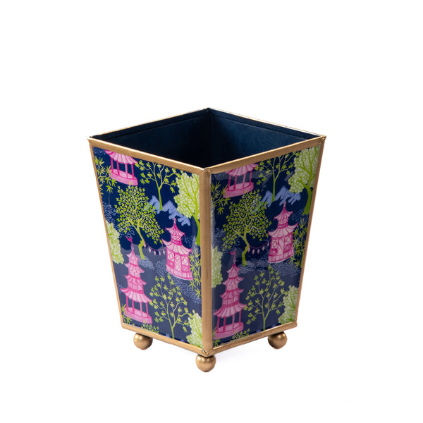 Garden Party Enameled Square Cachepot Planter