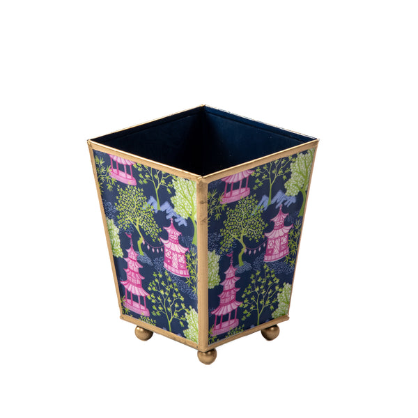 Garden Party Enameled Square Cachepot Planter