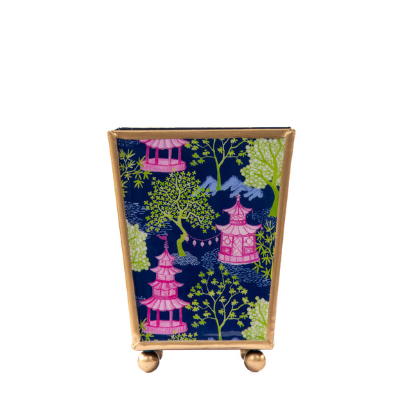 Garden Party Enameled Square Cachepot Planter