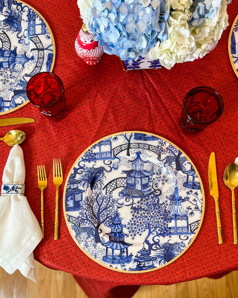 Garden Party Enameled Charger (4pk) - Blue