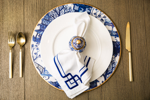 Garden Party Enameled Charger (4pk) - Blue