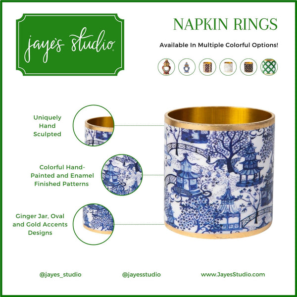 Garden Party Enameled Napkin Ring (4pk) - Blue