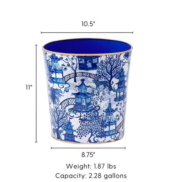 Garden Party Enameled Large Oval Wastebasket