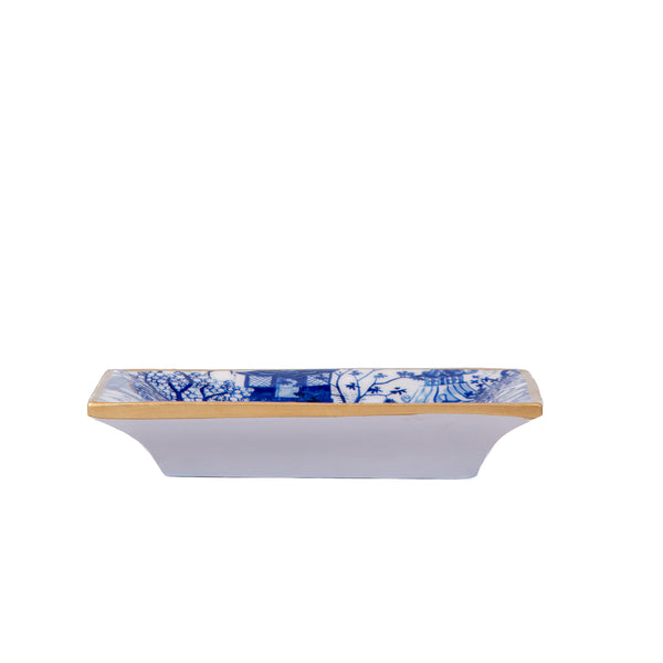 Garden Party Enameled Landry Tray - White & Blue