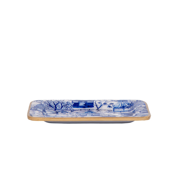 Garden Party Enameled Laney Tray - White & Blue