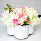 Mattie Quatrefoil Cachepot Planter White