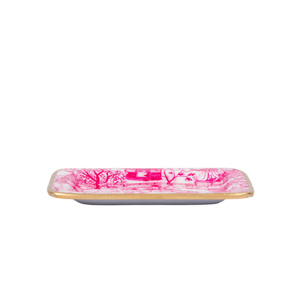 Garden Party Enameled Laney Tray - White & Pink