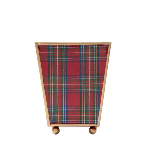 Tartan Plaid Enameled Square Cachepot Planter
