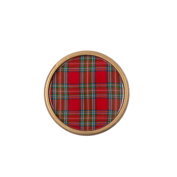 Tartan Plaid Coaster Set - Mango Wood & Enamel | Set of 4
