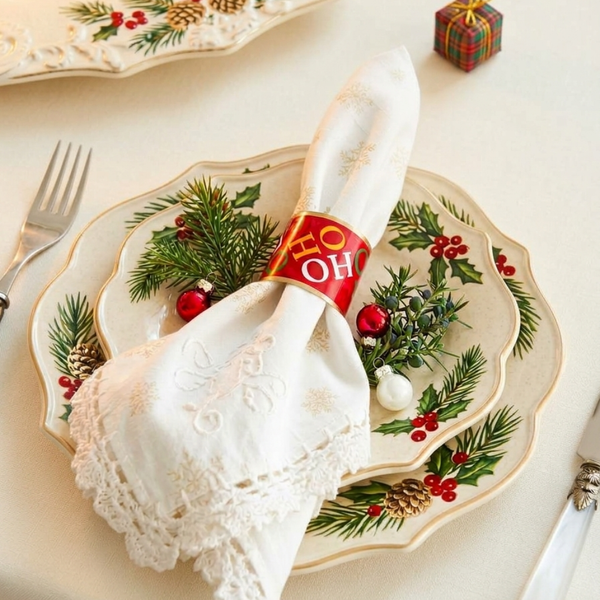 Ho Ho Enameled Napkin Ring (4pk)