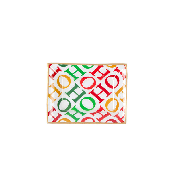 Ho Ho Enameled Landry Jewelry Tray - White