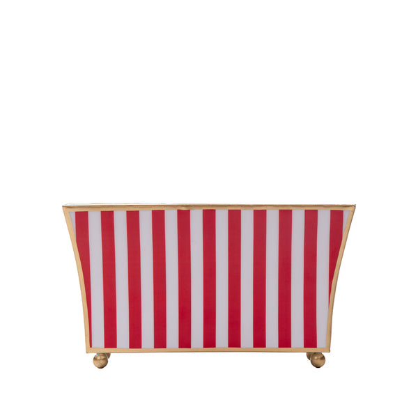 Classic Stripe Enameled Fluted Rectangle Cachepot