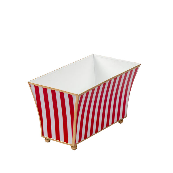 Classic Stripe Enameled Fluted Rectangle Cachepot