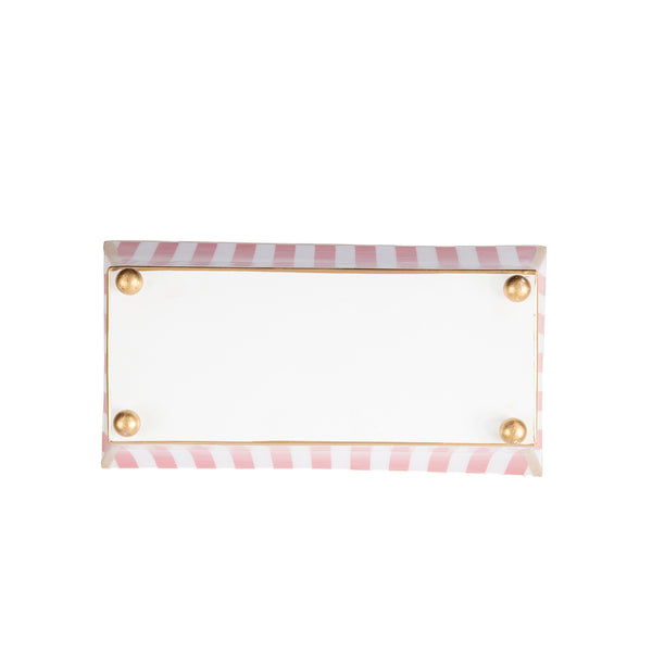 Classic Stripe Enameled Fluted Rectangle Cachepot