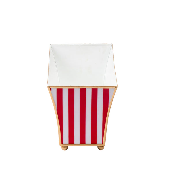 Classic Stripe Enameled Fluted Rectangle Cachepot