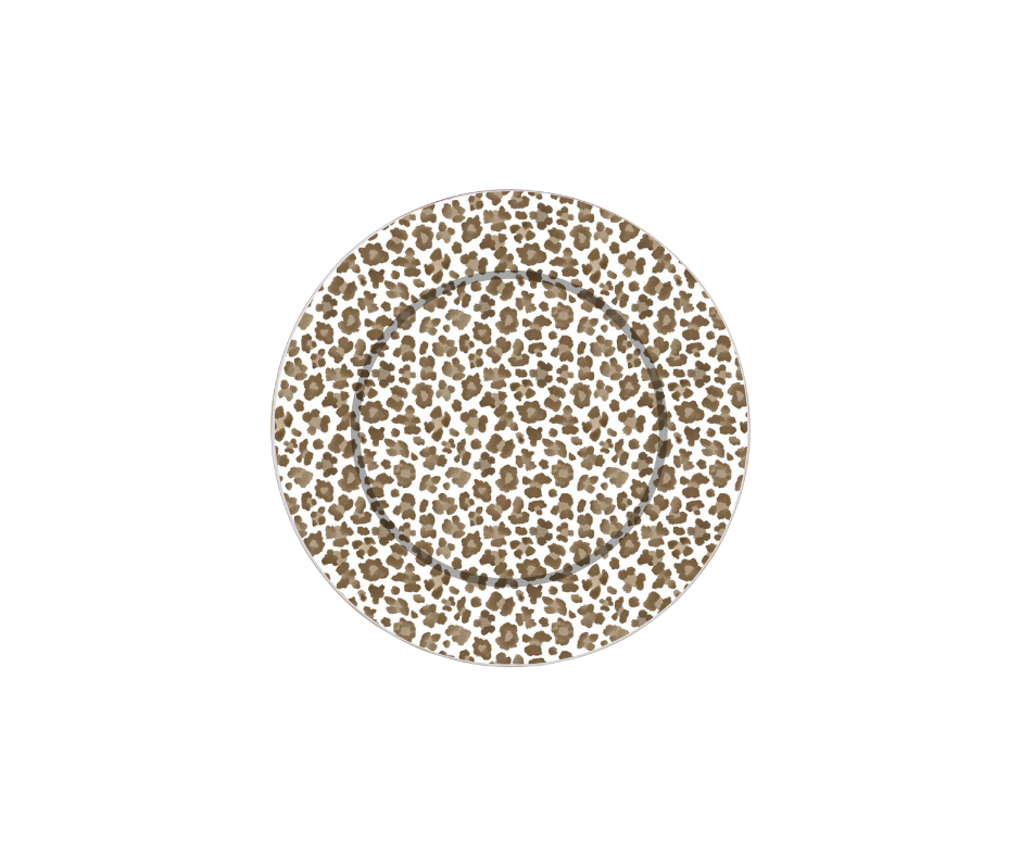 Cream Leopard Enameled Charger (4pk) - Cream & Brown