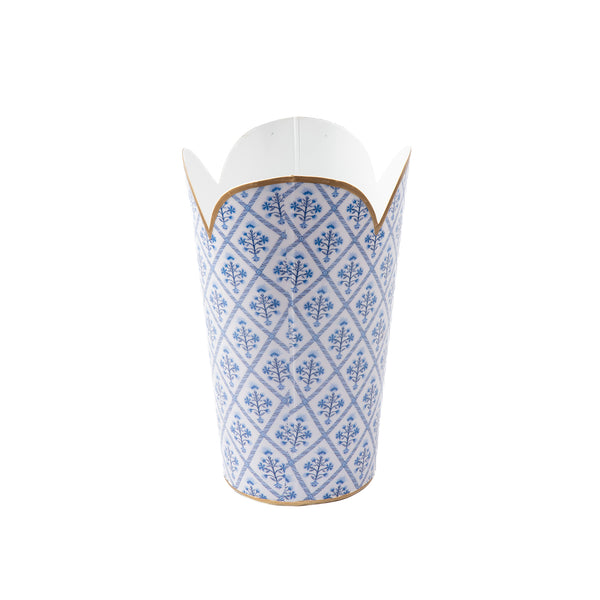 Marigold Lattice Enameled Tulip Wastebasket
