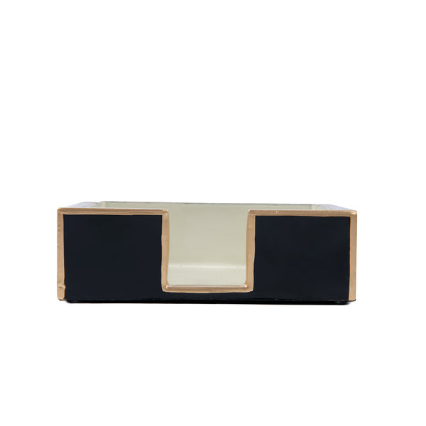 Gracie Enameled Color Block Amelia Cocktail Tray - Black & Taupe