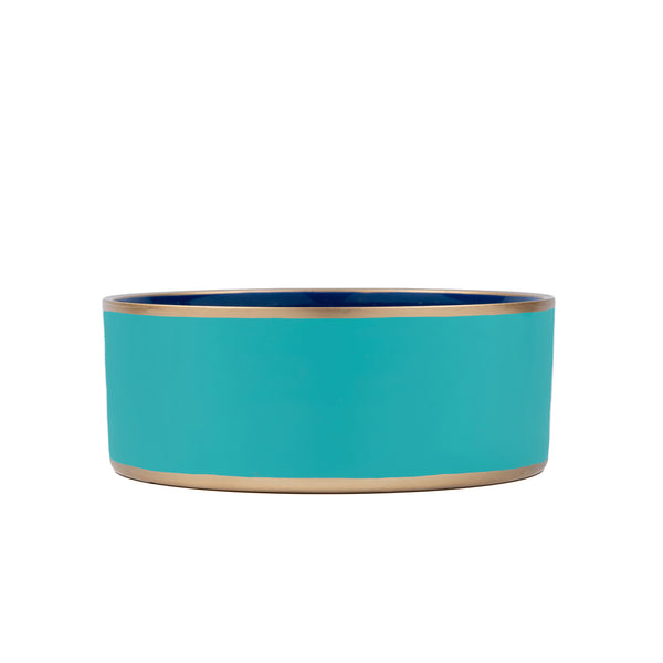Gracie Enameled Pet Bowl - Blue & Turquoise