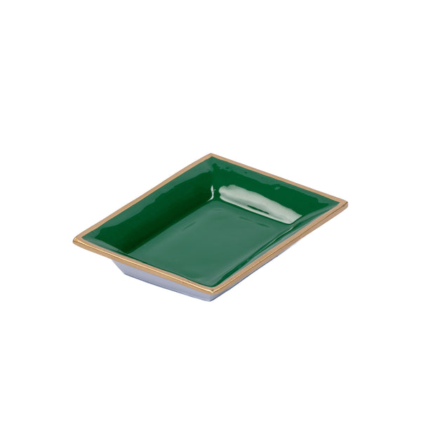 Gracie Enameled Landry Tray Emerald Green