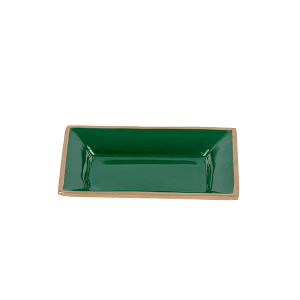 Gracie Enameled Landry Tray Emerald Green