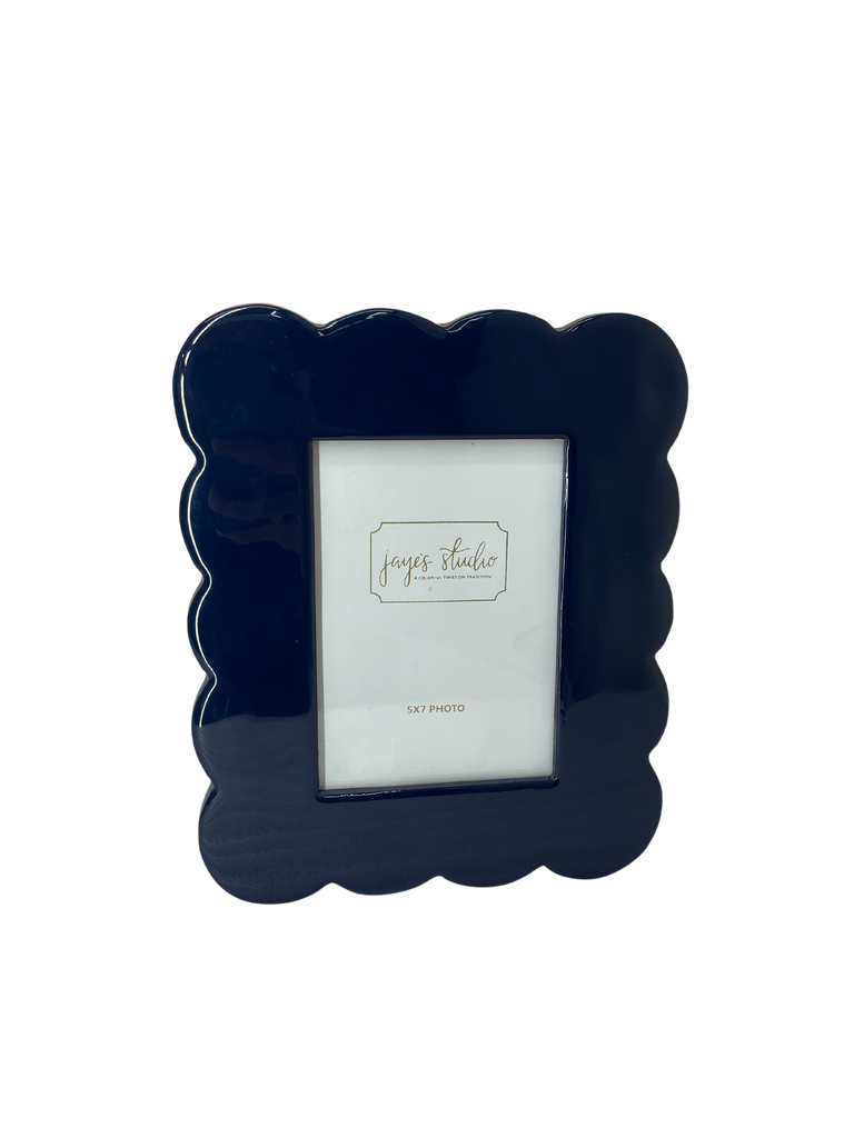 Gracie Scalloped Photo Frame - Indigo Blue