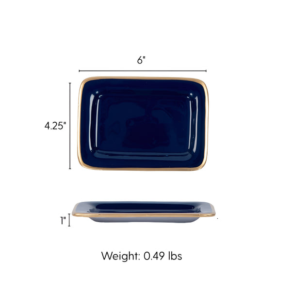 Gracie Enameled Laney Tray Indigo Blue