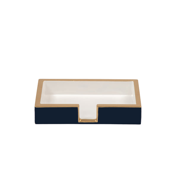 Gracie Enameled Color Block Amelia Guest Towel Tray - Navy & White