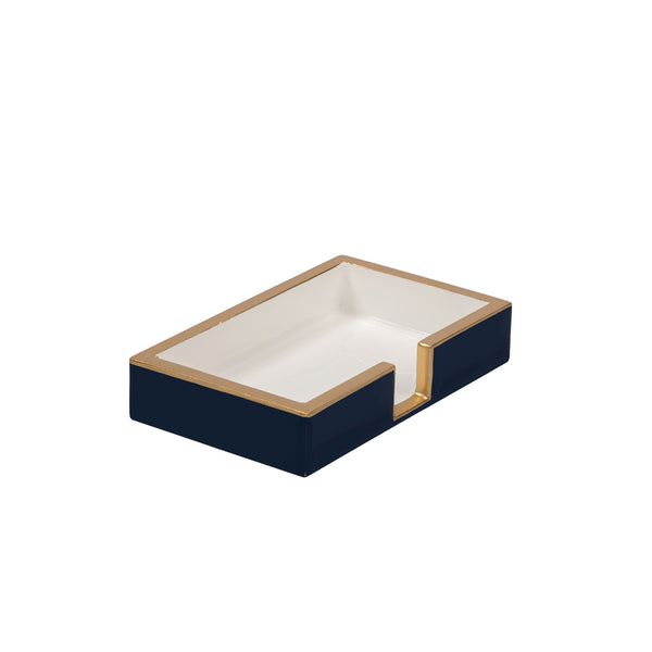 Gracie Enameled Color Block Amelia Guest Towel Tray - Navy & White