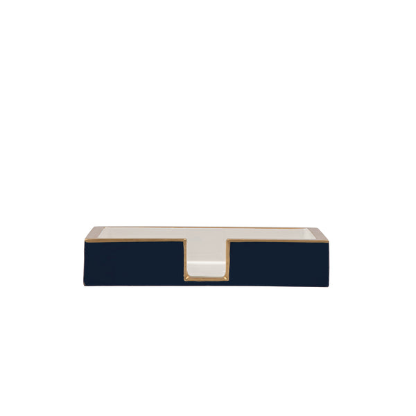 Gracie Enameled Color Block Amelia Guest Towel Tray - Navy & White
