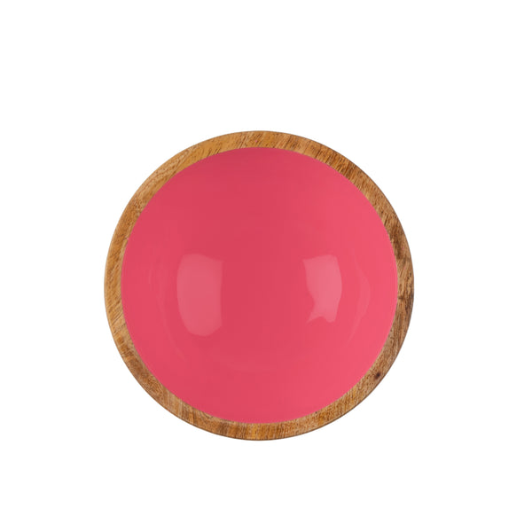Snack Bowls That Outshine the Snacks - Set of 2 Wooden Enameled Snack Bowls - Pink