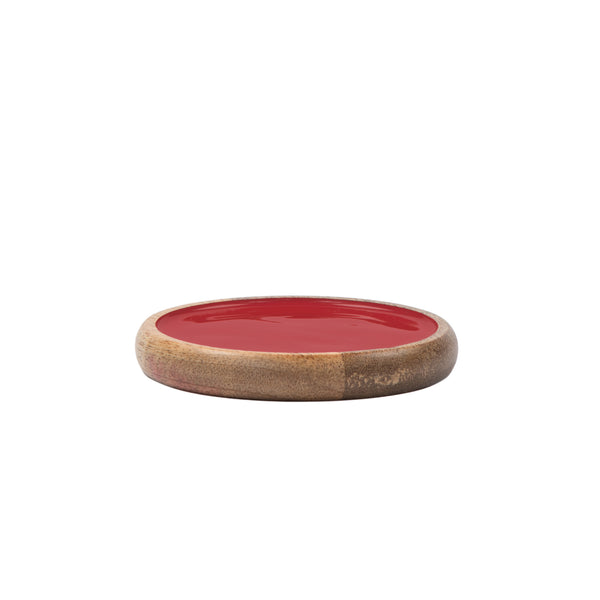 Gracie Coaster Set - Mango Wood & Red Enamel | Set of 4