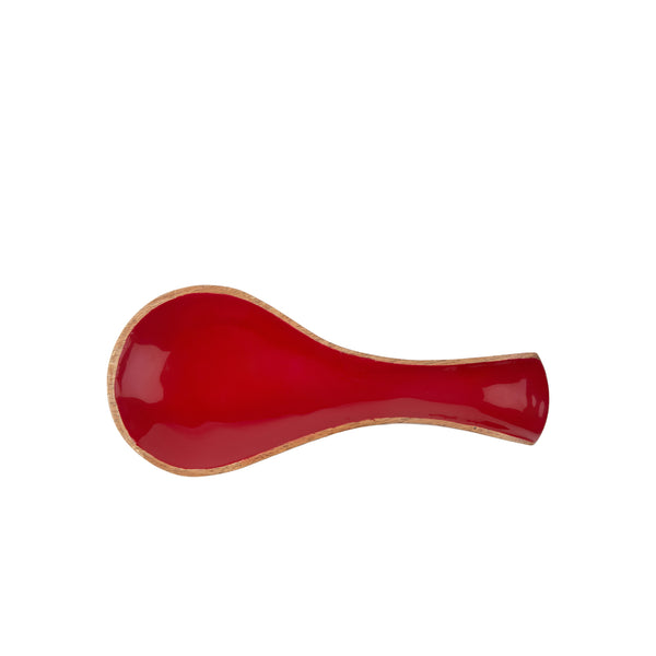 Gracie Spoon Rest - Mango Wood & Enamel - Red