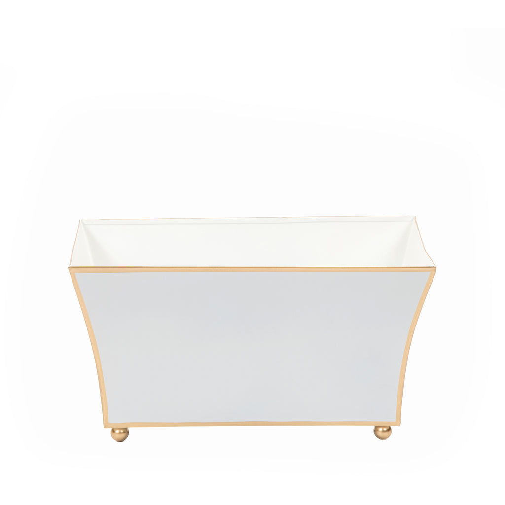 Gracie Fluted Rectangle Cachepot - White