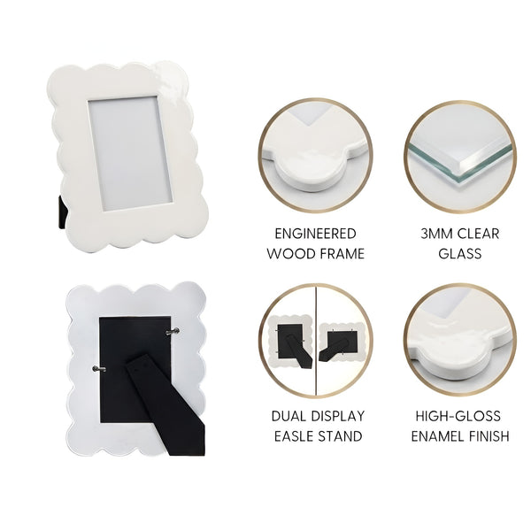 Gracie Scalloped Photo Frame - White