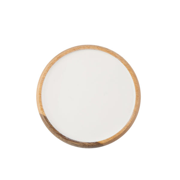 Gracie Coaster Set - Mango Wood & White Enamel | Set of 4
