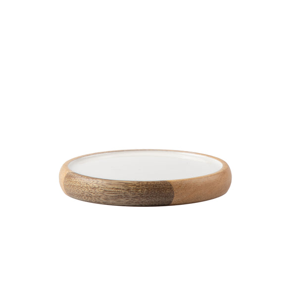 Gracie Coaster Set - Mango Wood & White Enamel | Set of 4