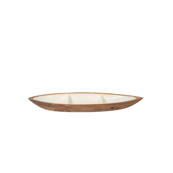 Gracie Statement Platter - Mango Wood & White Enamel