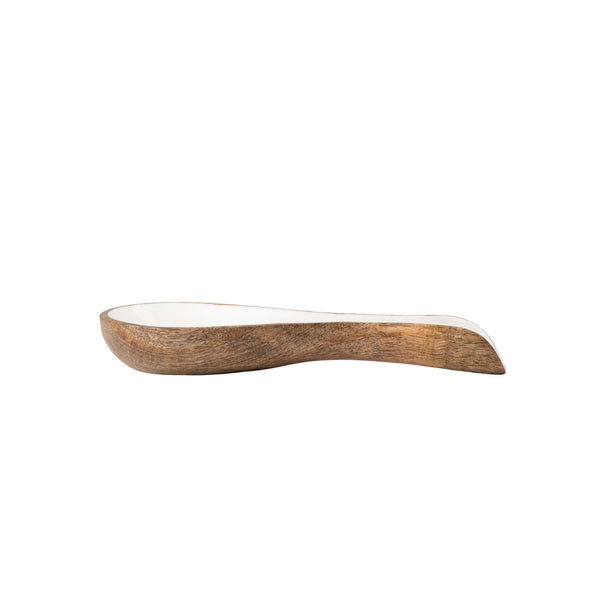 Gracie Spoon Rest - Mango Wood & Enamel - White