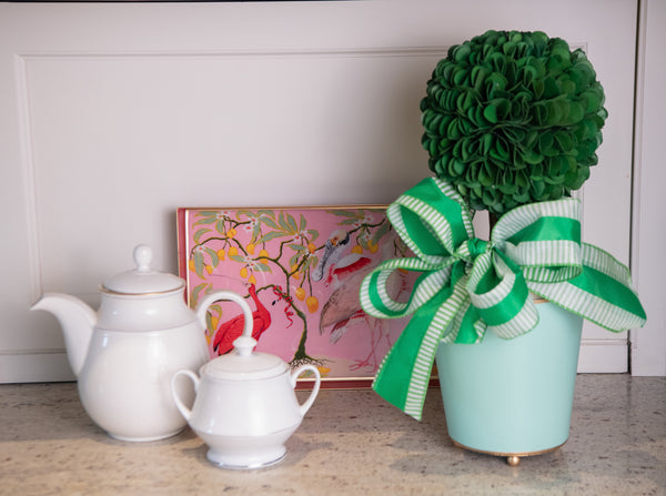 Mattie Round Cachepot Planter Aqua