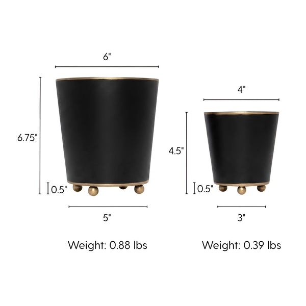 Mattie Round Cachepot Planter Black