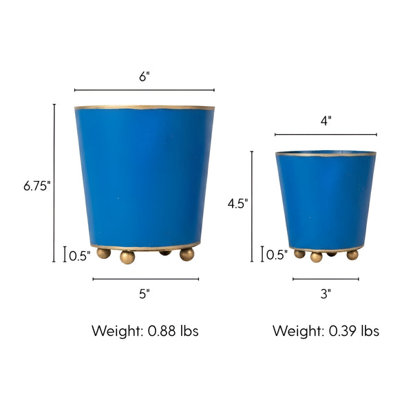 Mattie Round Cachepot Planter Blue